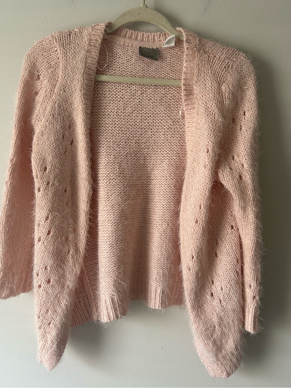 Vero Moda pink open knit eyelash cardigan M